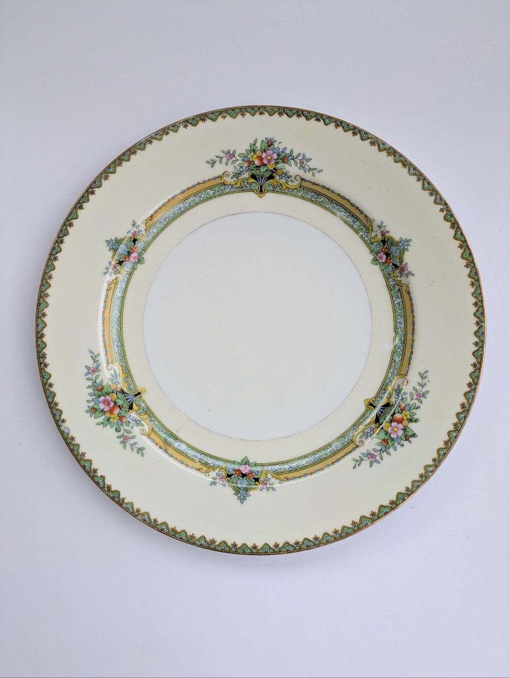 Antique Noritake Fine China Dinner Plate Floral Bouquets Gold Rim Morimura Japan